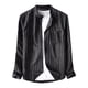 thumbnail image 1 of Camisas De Sport Para Hombre Blusa informal de manga larga con cuello levantado y bolsillo a rayas para hombre (Black, M), 1 of 4