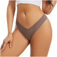 thumbnail image 2 of uublik Thongs for Women Brown No Show Thong Underwear Stretch Breathable Low Rise Panties, 2 of 5