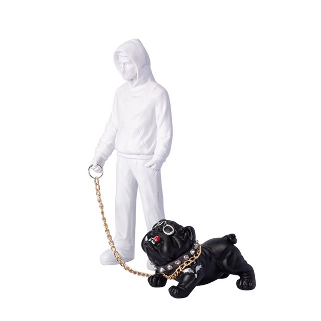 XWSHYW Decoraciones para El Hogar Estatua de Hombre y Perro Paseando Al Perro