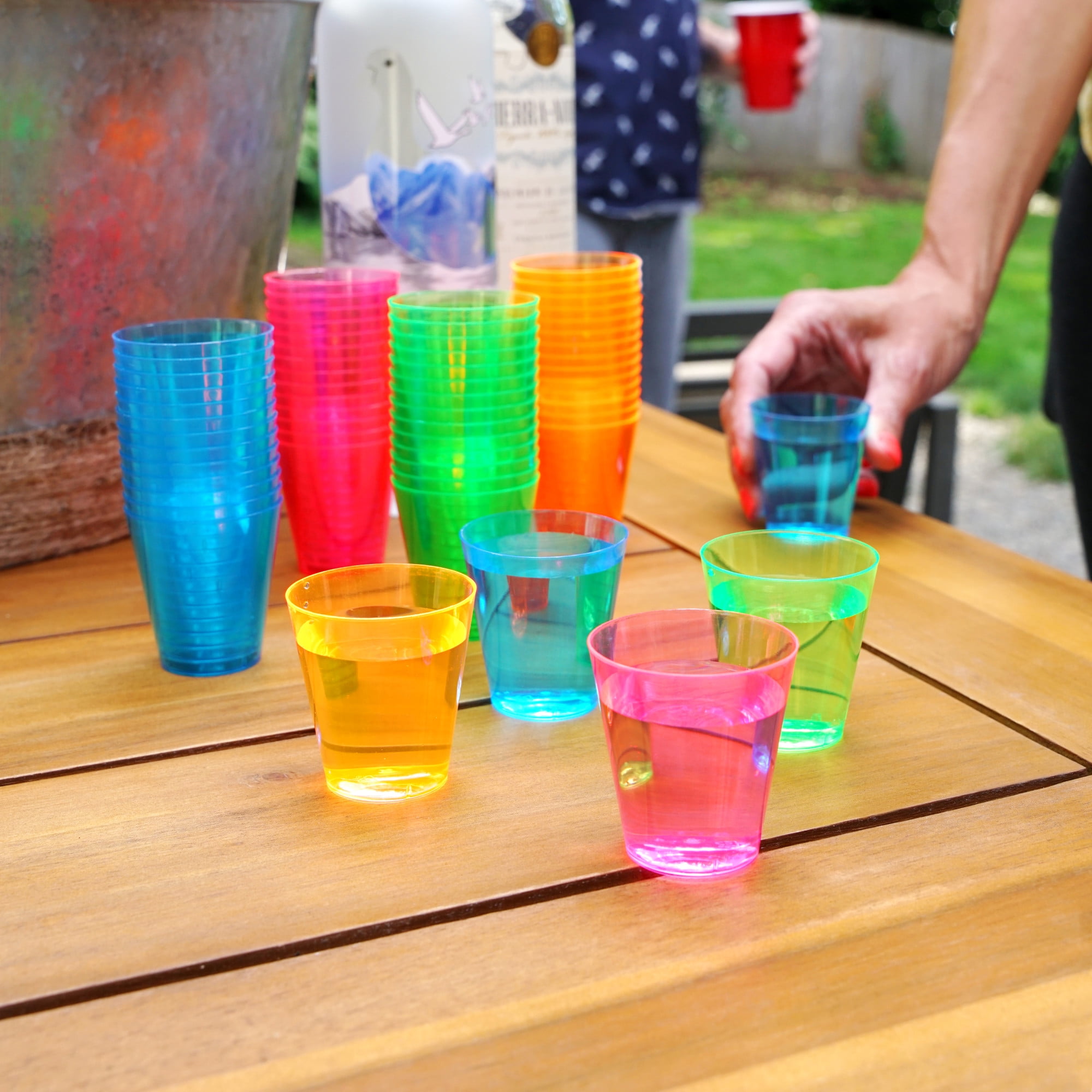 Select Settings 500 pc. Multi Color Plastic shot Glasses, Neon plastic  disposable shot cups