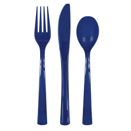 Unique Industries 39524 NEW True Navy Blue Plastic Silverware Set for 6 Guests (18 Pieces)