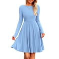 thumbnail image 1 of Vestido PRETTYGARDEN Azul Celeste de Manga Larga en Punto Acanalado Talla L, 1 of 8