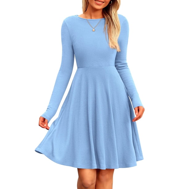 Vestido PRETTYGARDEN de punto acanalado con manga larga y línea A, talla XL