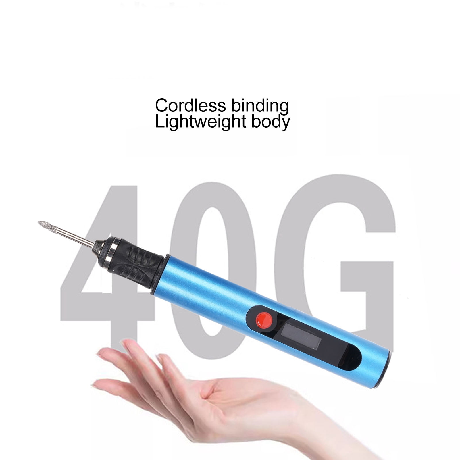 Nieyigj Professional Electric Nail Drill Machine Multifunctional Rechargeable Portable Engraving Pen for Manicure Pedicure Home Salon Use, 30000 RPM, Blue