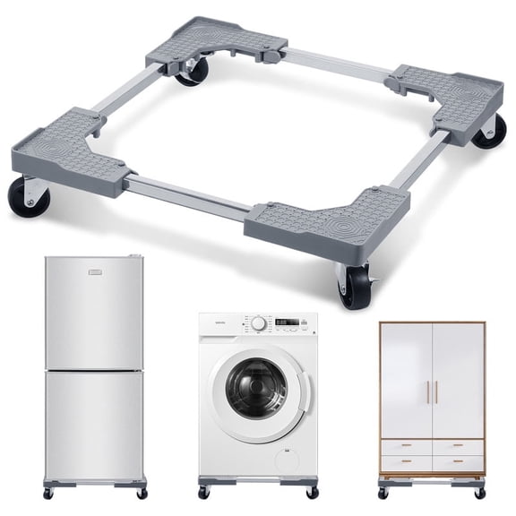 Mini Fridge Stand with 4 Locking Wheels 17.3" x 23.6" Adjustable Dolly Washing Machine Stand Universal Stand Base for Furniture Portable Refrigerator Dryer Stand (Black)