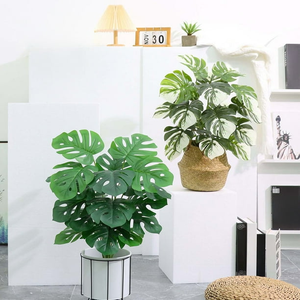Planta Monstera Artificial 23,6 pulgadas | Hojas falsas de tortuga tropical, planta en maceta de seda verde para interior y exterior, oficina, fiesta o decoración de boda, bajo mantenimiento y