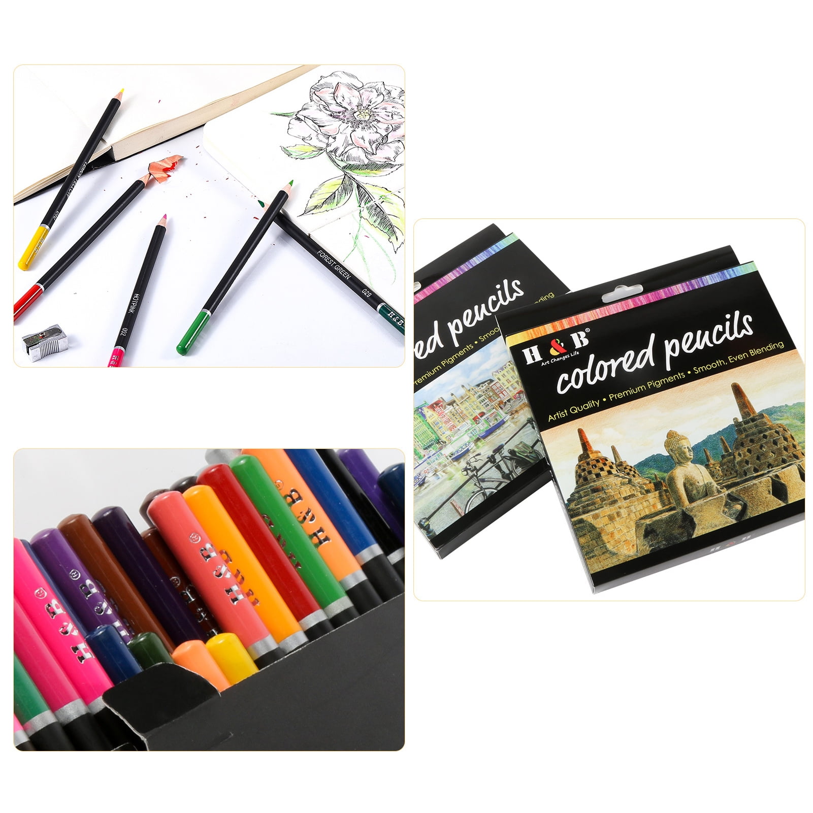 H&B 72PCS Drawing & Art Supplies Kit, Colored Sketching Pencils