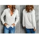 thumbnail image 3 of Blusa de mujer, camisas de manga larga, blusas casuales con cuello en V y botones, 3 of 7