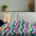 thumbnail image 3 of Colorful Soft Flannel Fleece Throw Blanket, Vintage Inspirations Colorful Chevron Pattern Abstract Angled Lines Herringbone, Cozy Plush for Indoor and Outdoor Use, 70" x 90", Multicolor, by Ambesonne, 3 of 5