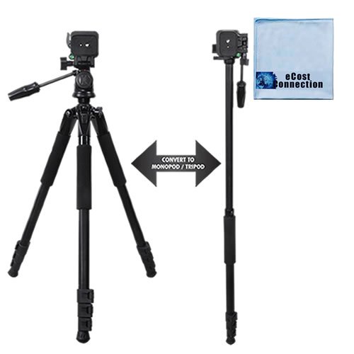 72 Inch Elite Series Full Size Camera Tripod for DSLR Cameras//Camcorders /& eCostConnection Microfiber Cloth