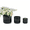 Black, variant on mdj pottery 3pcs Glazed Ceramic Flower Pot, Grid Pattern Ceramic Plant Pot with Drainage Holes, 6"/7"/9" Planter for Succulents, Violets & Mini Orchids, Indoor Outdoor Shelf Table Decor - Black
