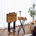 thumbnail image 4 of Folding TV Tray Tables, Set of 4 TV Trays with Storage Rack, Industrial Side Table for Eating at Couch, Foldable Snack Table for Small Space, Easy Assembly, Rustic Brown and Black BF50BZ01, 4 of 5
