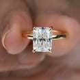 thumbnail image 2 of Cora Jewellery 2.5CT Hidden Halo Radiant Moissanite Engagement Ring For Women, 10K Yellow Gold, 2 of 7