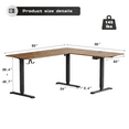 thumbnail image 6 of Furmax L-shaped Standing 63” W Electric Height Adjustable Computer Desk Sit-Stand Corner Desk for Home Office Lifting Range 28~46in with Memory Preset Controller, Brown, 6 of 7