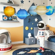 Naler 8 Pcs Planet Paper Lanterns, 12 Outer Space Party Decorations, Solar System Planets Lantern for Kids Space Theme Party Birthday Room Decorations