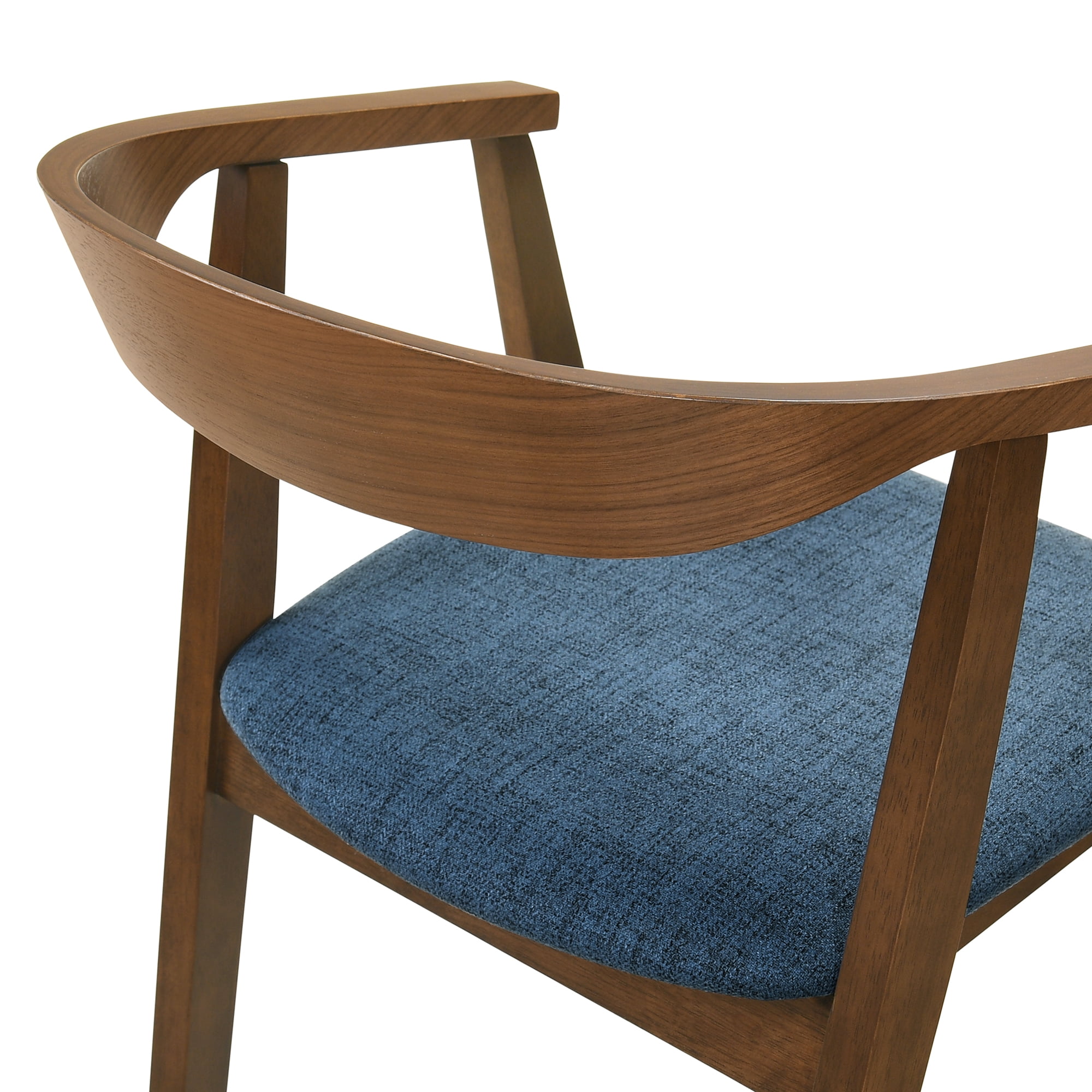 Santana Wood Dining Chair in Walnut Finish with Blue Fabric - Set of 6