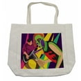 thumbnail image 1 of Rock and Roll Shopping Bag, Gothic Heavy Tune Lovers in a Creative and Colorful Style, Eco-Friendly Reusable Bag for Groceries Beach and More, 15.5" X 14.5", Cream, by Ambesonne, 1 of 2