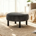thumbnail image 3 of Gewnee 27.56”Round Ottoman,Faux Rabbit Fur Cushioned Stool,Solid Wood Legs,Home Office Multi-Functional Leisure Ottoman.(Dark Grey), 3 of 11