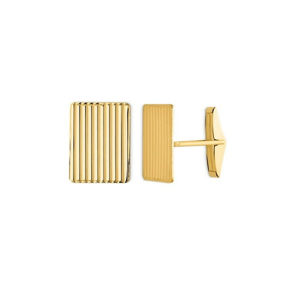 Gem & Harmony Mens Grooved Cuff Links in 14K Yellow Gold for Men