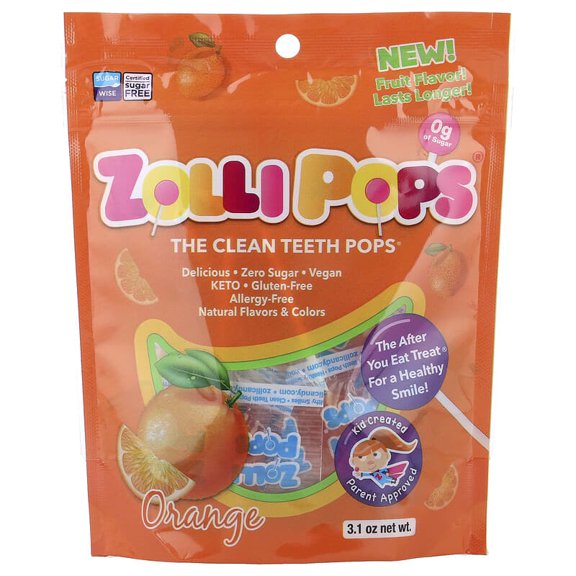 Zollipops, The Clean Teeth Pops, Orange, 3.1 oz