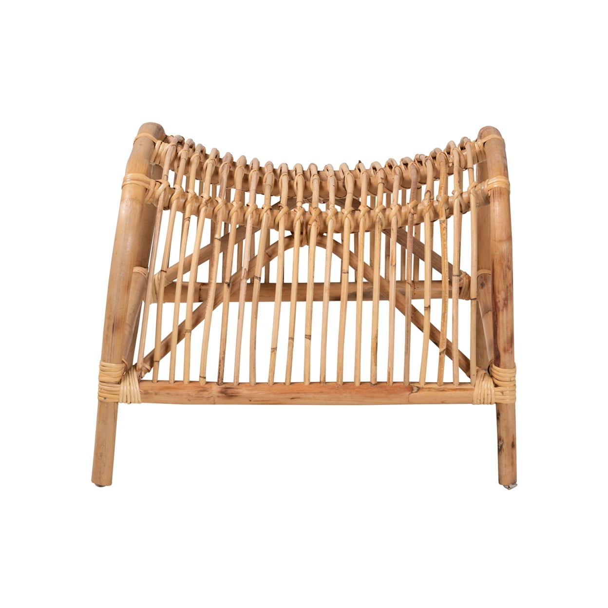 Baxton Studio Lamaria Modern Bohmenian Natural Brown Antique Rattan Footstool