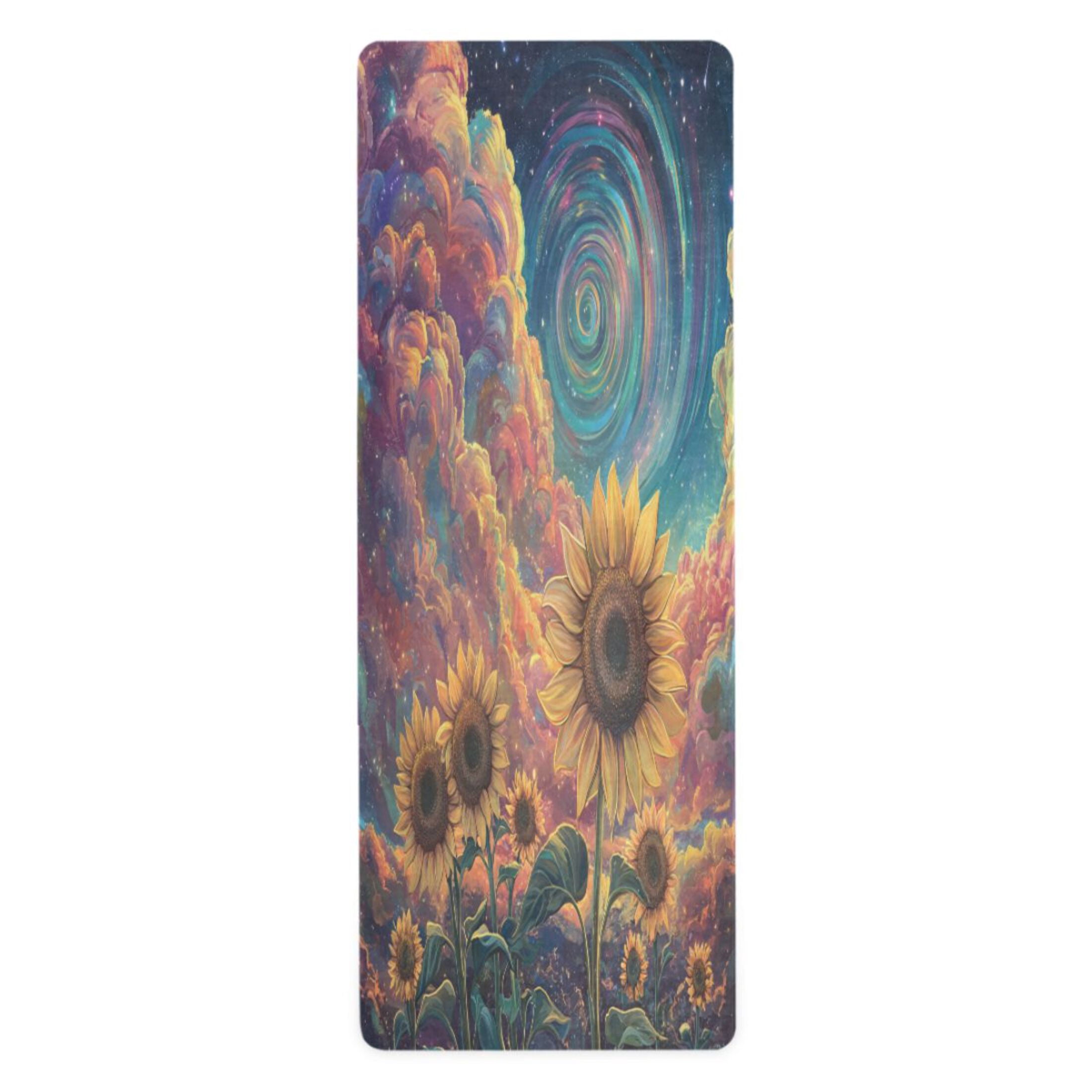 BZSMCE Yoga Mat Women Sunflowers under A Cosmic Sky Fitness Mat