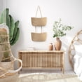 thumbnail image 6 of TeoKJ Over The Door Woven Baskets 2 Tier Hanging Wall Towel Basket Decorative Organizer for Living Room Kitchen - Khaki, 6 of 11