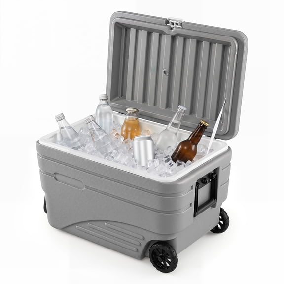 Costway 84QT Portable Wheeled Ice Cooler with Foldable Pull & Carry Handles for Camping