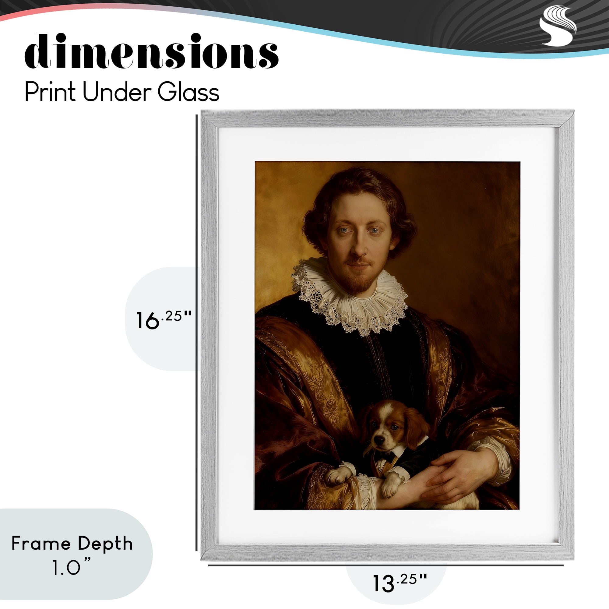 Stupell Industries Renaissance Noble with Loyal Companion Gray Framed Print Under Glass, design by CAD Designs