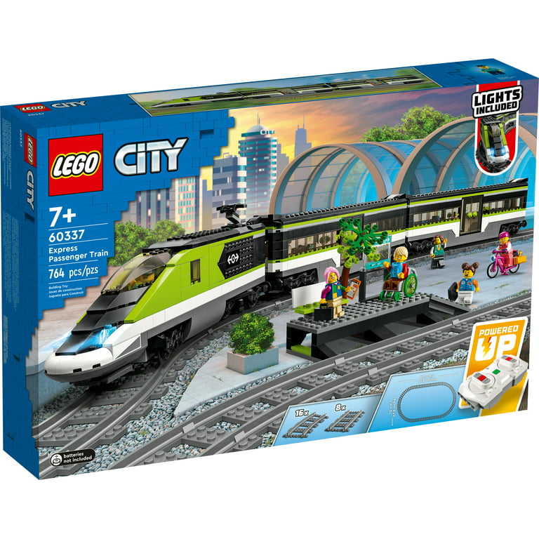 LEGO City Express Passenger Train Set, 60337 Remote Controlled Toy, Gifts  for Kids, Boys & Girls with Working Headlights, 2 Coaches and 24 Track