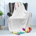 thumbnail image 4 of Party Soft Flannel Fleece Throw Blanket, Rain with Curls and Balloons Stars Dots Joyful Happy Greeting Concept, Cozy Plush for Indoor and Outdoor Use, 70" x 90", Multicolor, by Ambesonne, 4 of 5
