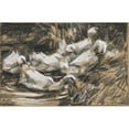 thumbnail image 2 of Alexander Koester 18x13 Gold Ornate Wood Frame and Double Matted Museum Art Print Titled - Six Ducks on the Reed Bank (1900), 2 of 4