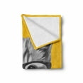 thumbnail image 2 of Animal Soft Flannel Fleece Throw Blanket, Sketchy Hand Drawn Design Baby Hipster Cat Kitten Glasses Image Print, Cozy Plush for Indoor and Outdoor Use, 50" x 70", Grey Mustard, by Ambesonne, 2 of 6