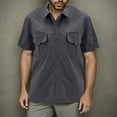 thumbnail image 3 of Camisas s Para Hombre Slim Fit Camisas de para hombre, camisas de trabajo de viaje de manga corta, camisas con botones de verano para hombre (Grey, 4XL), 3 of 4