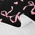 thumbnail image 5 of Manfei Pink Bows Love Hearts Black Print Twin Quilt Set for Girls, Cute Ribbon Bows Twin Coverlet Set, 5 of 7
