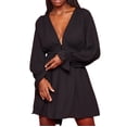 thumbnail image 6 of Women's Deep V Neck A Line Dress High Waist Loose Fit Long Sleeve Spring Casual Dresses Solid Rompers Jumpsuits, 6 of 6