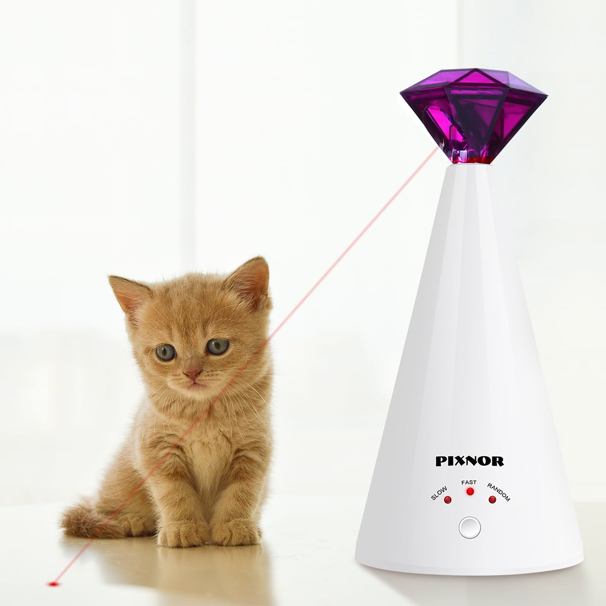 PIXNOR Interactive LED Training Laser Cat Toy Rotating Pet Laser Pointer for Cat