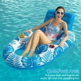 thumbnail image 4 of Inflatable Pool Float Adult - Pool Floaties Lounger Floats Raft Floating Chair Water Floaties for Swimming Pool Lake Lounge Float with Cup Holders Beach Pool Party Toys for Adults (Blue), 4 of 7