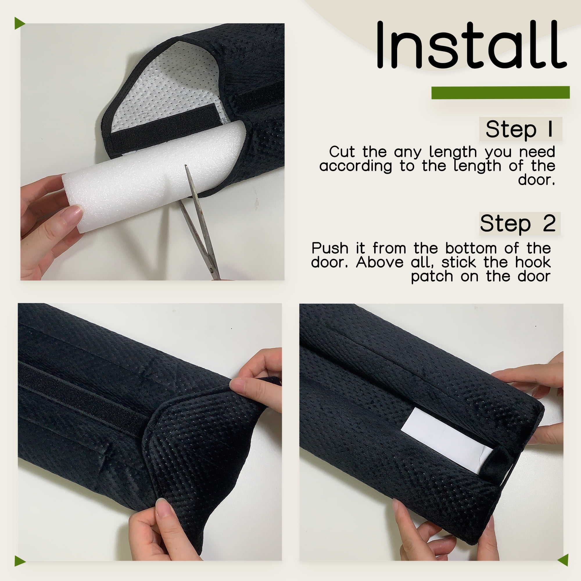 Door Draft Stopper for Bottom of Door, Under Door Gap Filler for Big Gap, No Folding Required, Flexible Installation Door Sweep soundproofing Strip for Home & Apartment, 30-36in