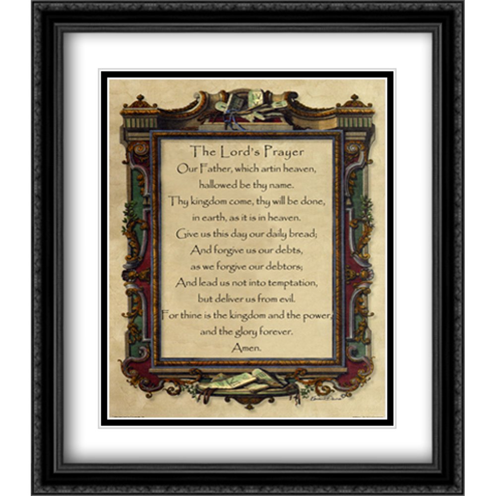 Lord's Prayer 2x Matted 28x32 Large Black Ornate Framed Art Print