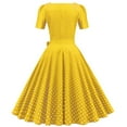 thumbnail image 3 of IBTOM CASTLE Women Polka Dots Vintage Dress 1950s Retro Rockabilly Swing Dress Ladies Cocktail Tea Party Summer Casual Dresses L Yellow, 3 of 8