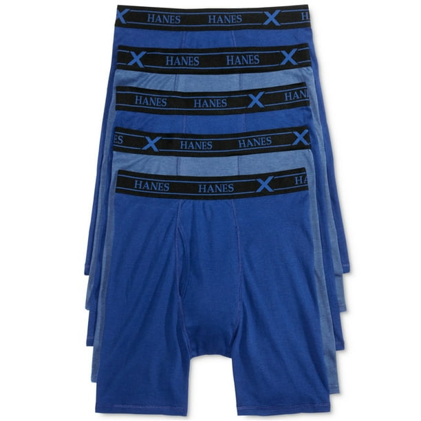 Hanes Calzoncillos tipo bóxer para hombre, paquete de 4+1, azul