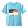 thumbnail image 4 of Jinhomg American Flag Shirts for Kids Casual Short Sleeve Crew Neck Tees USA Patriotic Summer Tops Boys Girls 4Th of July Gifts Sky Blue 130, 4 of 8