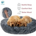 thumbnail image 4 of Deago Soft Plush Pet Bed For Dogs & Cats Fur Donut Round Beds Cushion Pets Warm Mat (Gray, 23.7"), 4 of 8