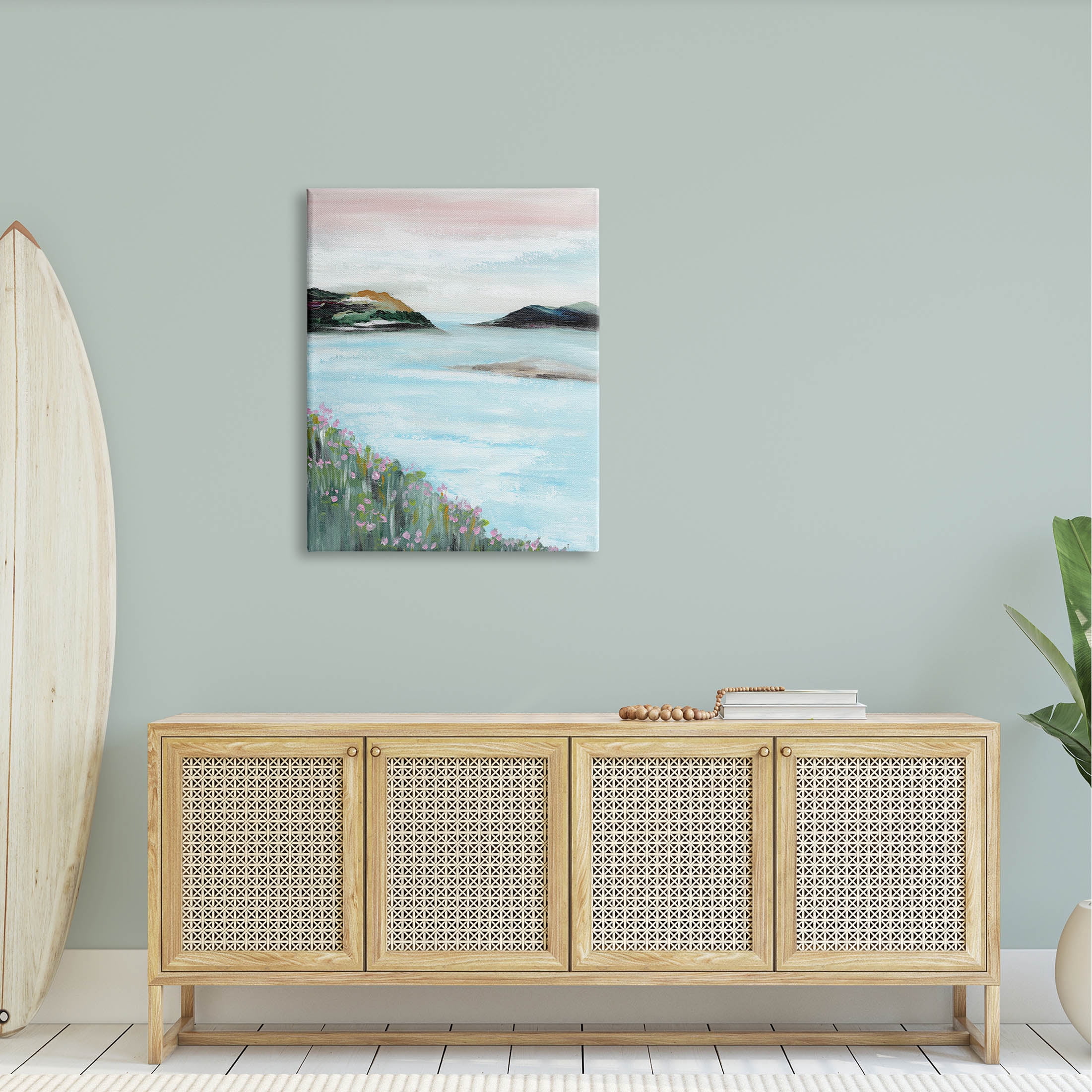 Stupell Industries Rocky Lakeside Meadow Pink Blooms Painting Gallery Wrapped Canvas Print Wall Art, Design by Nikita Jariwala