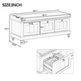 thumbnail image 3 of 44" Storage Bench, Fluted Shoe Cabinet with Hidden Storage Space and 3 Doors, Wood Bench End of Bed with Cushion, for Living Room, Hallway, Entryway, 3 of 9