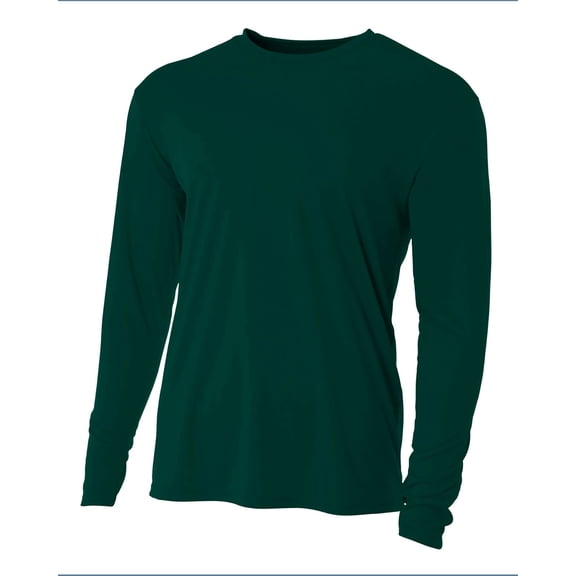 A4 Cooling Performance Long Sleeve Crew For Youth Male in Forest NB3165