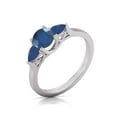 thumbnail image 5 of Round and Pear Cut Natural Sapphire Gemstone Ring in 14K White Gold ( Size: 10), 5 of 6