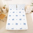 thumbnail image 3 of Erosebridal Light Blue Bow Polka Dot Queen Sheet Sets for Girls, Blue Ribbon Bed Set for Kids, 4 Pieces, 3 of 6
