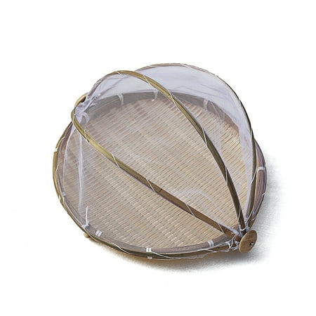 

Uposao Food Bamboo Tent Dust and Insect Proof Round Dustpan Bamboo Weaving Storage Container with Mesh Cover for Vegetables Fruits Bread Meal Plate Type 3